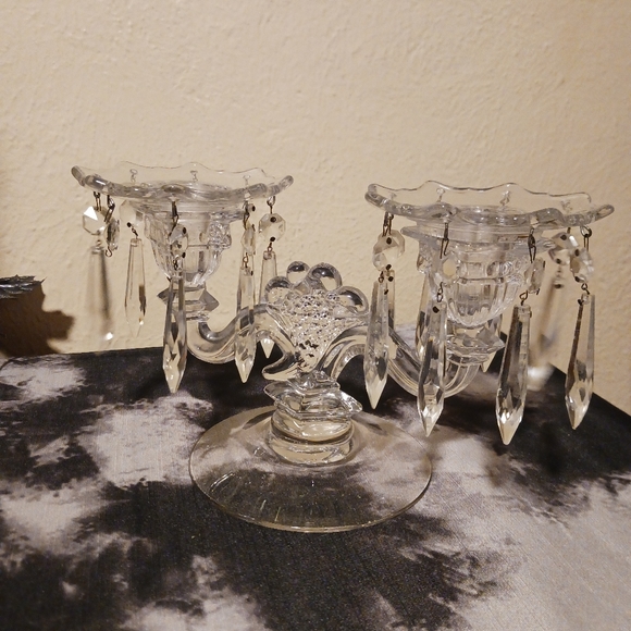 Vintage Crystal Double Candlestick Holder - Picture 2 of 7